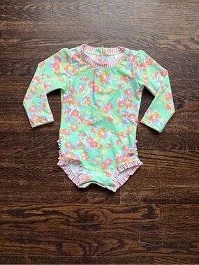 Rufflebutts Toddler Girls Long-Sleeve Floral Rash Guard One-Piece Swimsuit